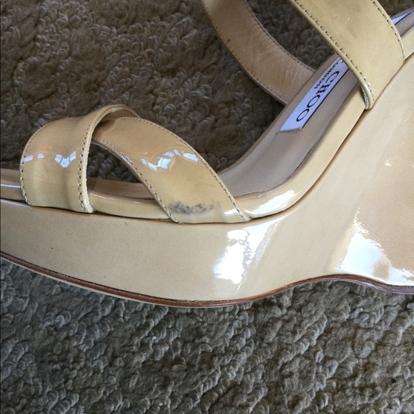 JIMMY CHOO Nude Patent Wedges - Picture 7 of 11